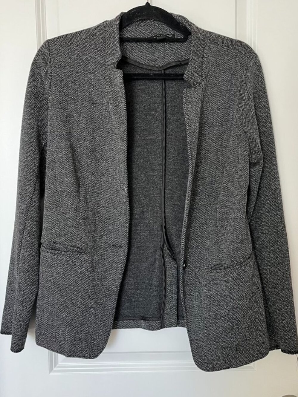 Banana Republic Medium Gray Knit Blazer with Herringbone detail